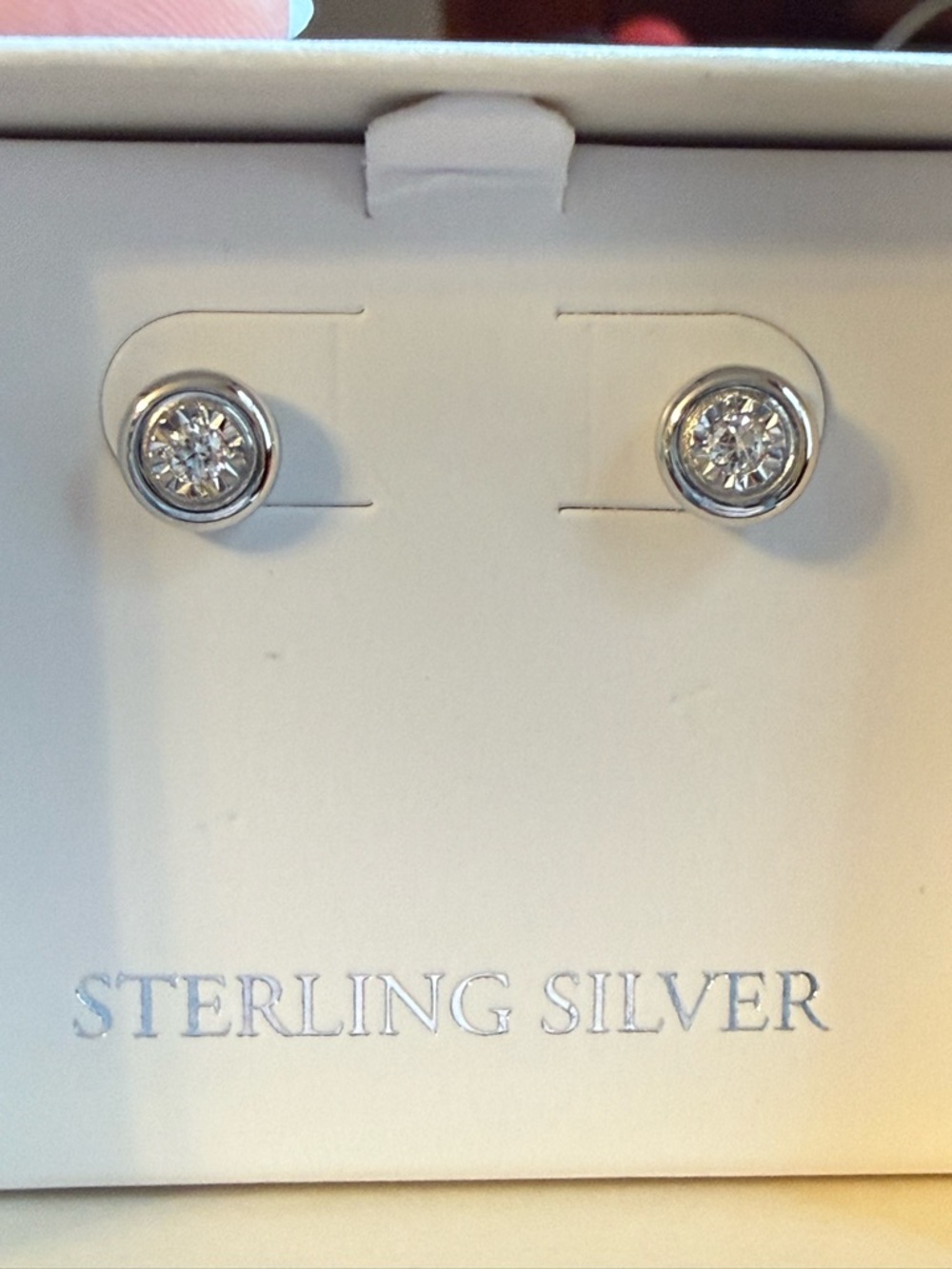Classic Sterling Silver Diamond Stud Earrings